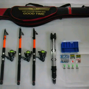 낚시가방+원투릴낚시대3.4m3대+릴3대+삼각받침대+테클박스,소품 이미지