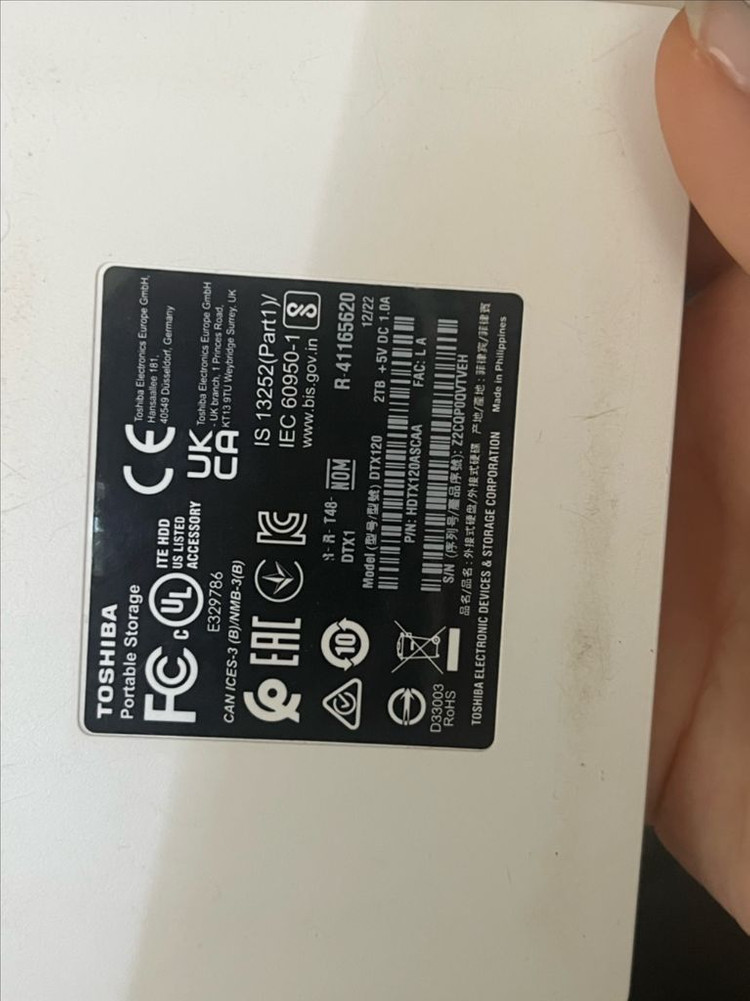Toshiba 외장하드 2tb--5