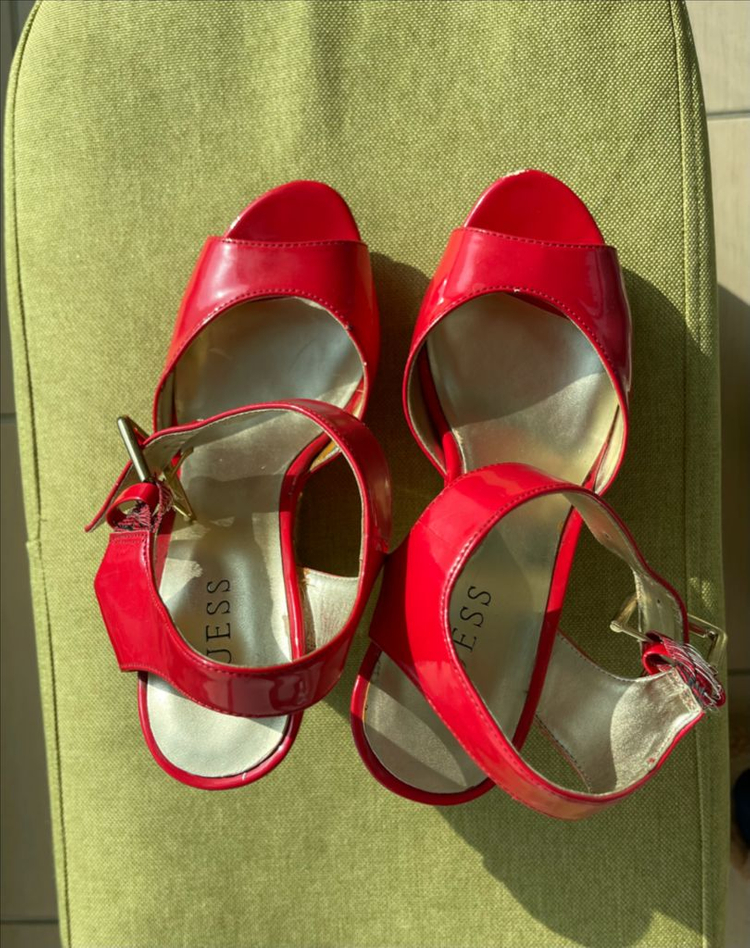 Guess 게스 레드 웨지힐 샌들 230--2