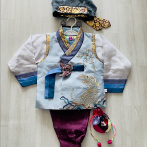 남아 한복 풀세트 6호(115cm) (도령모자+복주머니+한복단추) 이미지