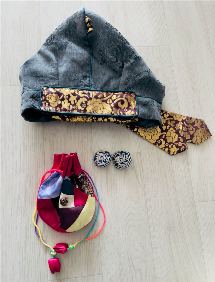 남아 한복 풀세트 6호(115cm) (도령모자+복주머니+한복단추) 이미지