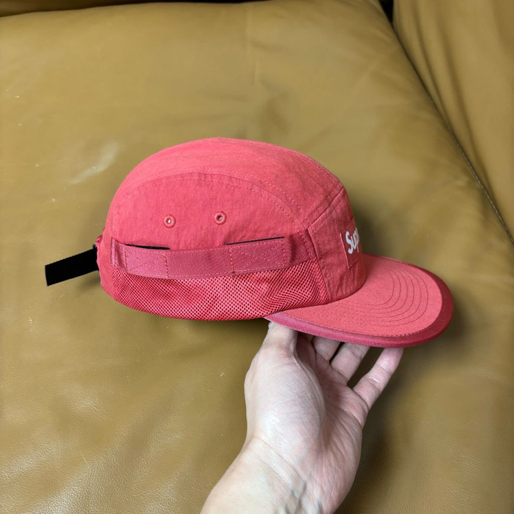 슈프림 캠프캡 모자 박스로고 24fw 메쉬 포켓 레드--3