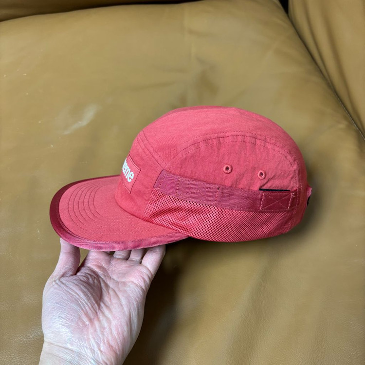 슈프림 캠프캡 모자 박스로고 24fw 메쉬 포켓 레드--4