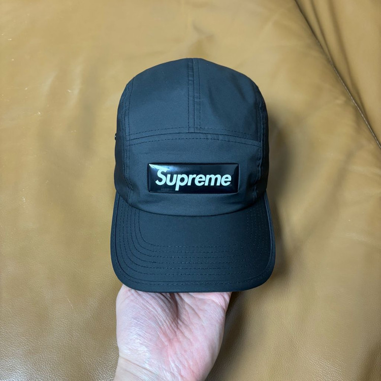 슈프림 캠프캡 모자 박스로고 인셋 젤 블랙--1