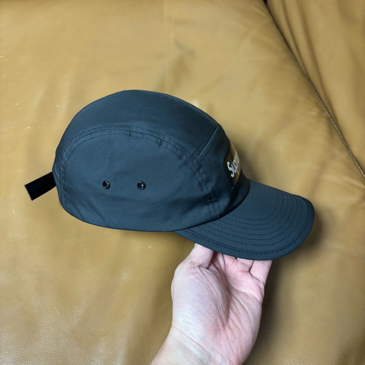 슈프림 캠프캡 모자 박스로고 인셋 젤 블랙--2