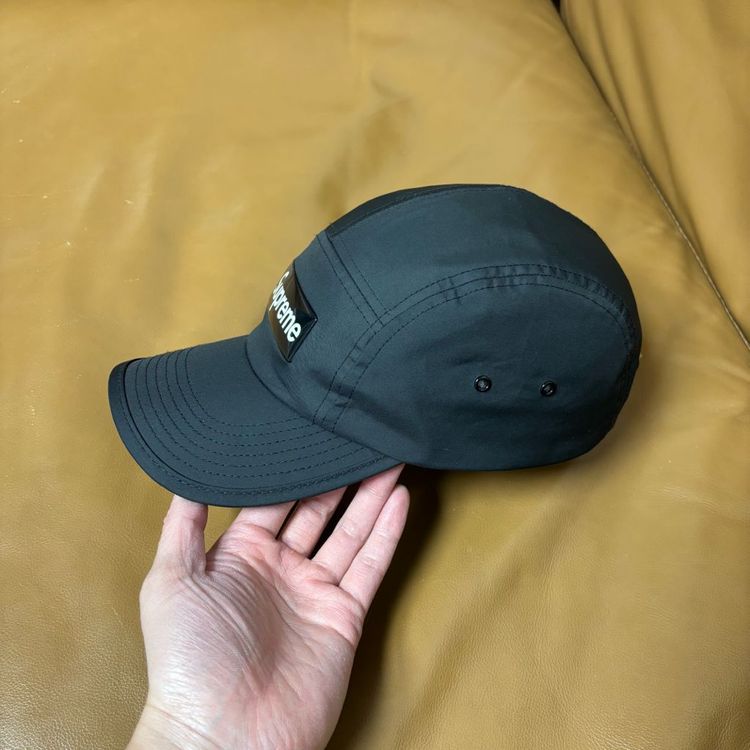 슈프림 캠프캡 모자 박스로고 인셋 젤 블랙--3