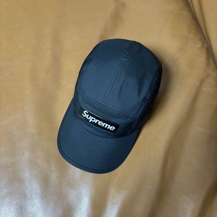 슈프림 캠프캡 모자 박스로고 인셋 젤 블랙--4