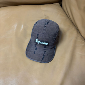 슈프림 캠프캡 모자 박스로고 워시드 데님 브라운
