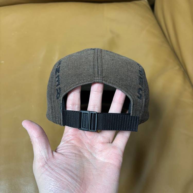 슈프림 캠프캡 모자 박스로고 워시드 데님 브라운--6