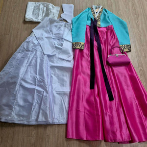 여성 고급 핑크 한복 세트