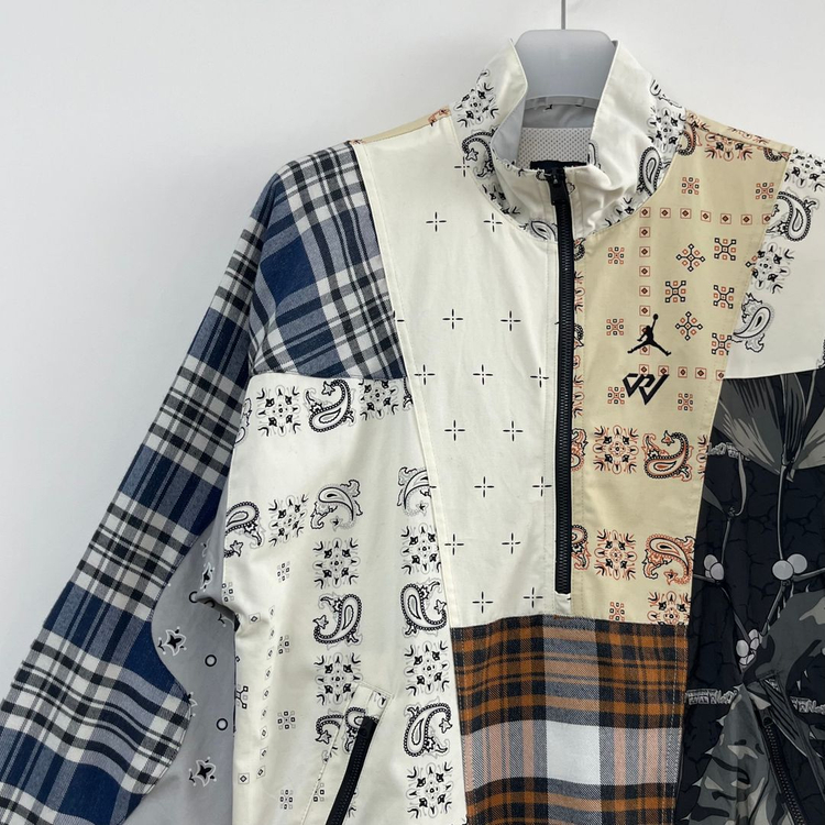 조던 x 리셀 웨스트브룩 와이낫 패치워크 하프 집 자켓--4