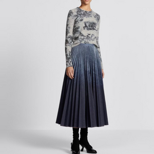 디올 치마 플리츠 스커트 그라데이션 블루 코튼 데님