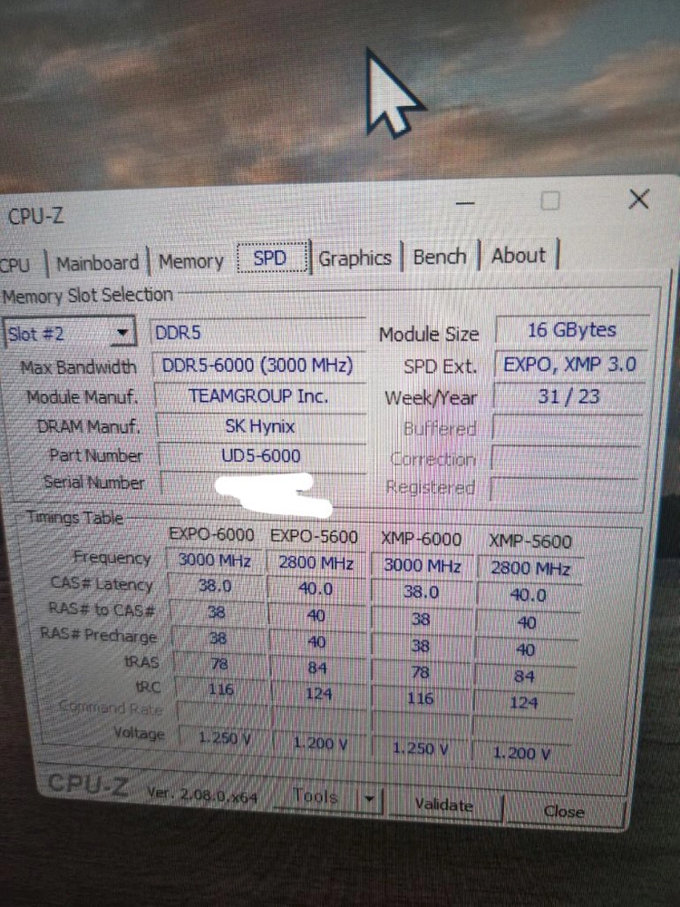 메모리 램 TeamGroup T-CREATE DDR5-6000 CL38 EXPERT 화이트 16GB (결제용) 이미지