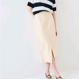 랑방 울 블렌드 슬릿 스커트