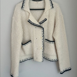 부클 트위드 스타일 니트 가디건