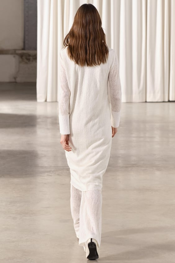 자라 자카드 울 원피스--5