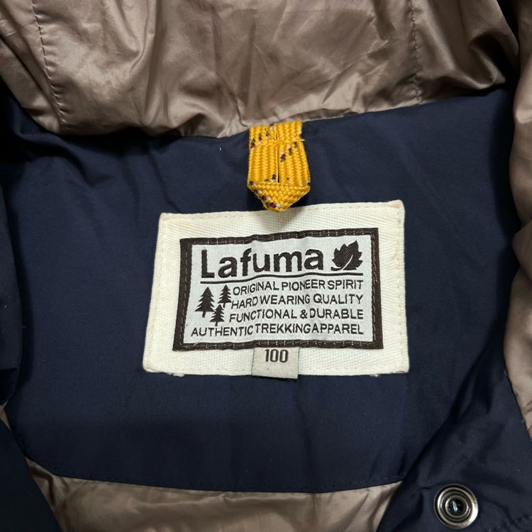 라푸마 구스다운 엘보패치 후드 미디엄 롱패딩 점퍼 [네이비] L/100 이미지