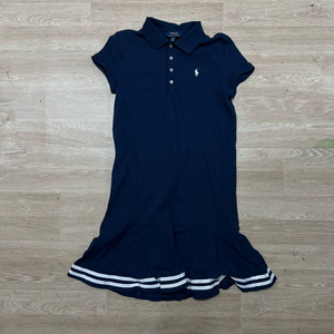 폴로 랄프로렌 걸즈 스몰포니 플레어 반팔 카라 원피스 [네이비] 16세 이미지