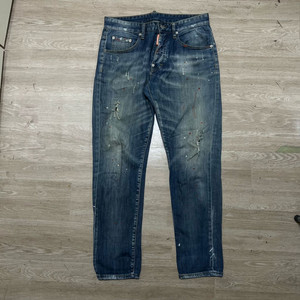 디스퀘어드2 빈티지 데미지드 워싱 페인팅 데님진 청바지 [중청] 46 이미지