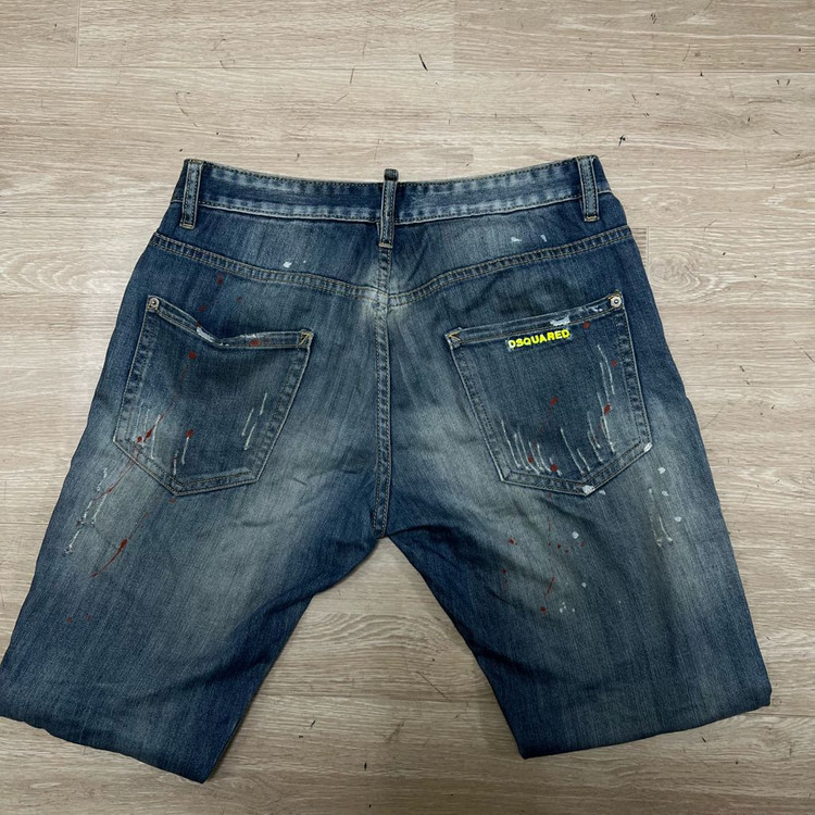 디스퀘어드2 빈티지 데미지드 워싱 페인팅 데님진 청바지 [중청] 46 이미지