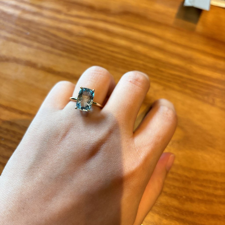 IGI 4.61ct 천연 아쿠아마린 솔리테어링--2