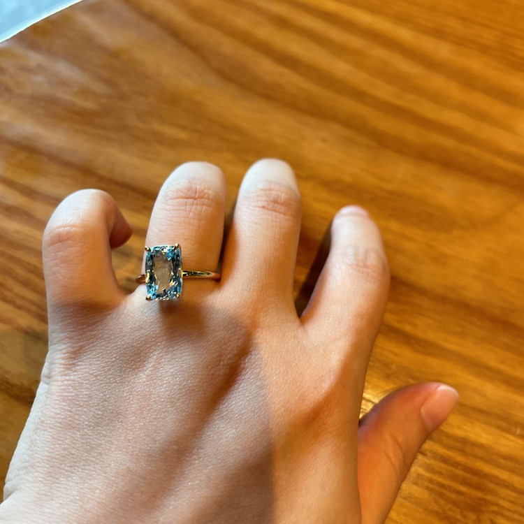 IGI 4.61ct 천연 아쿠아마린 솔리테어링--4