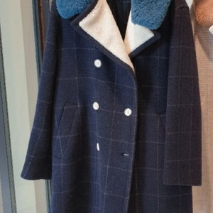 듀엘 양털 포인트 모 앙고라 캐시미어 체크코트