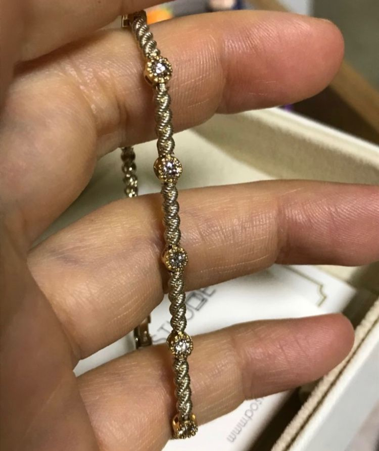 18k 꼬냑다이아 팔찌 (6.40g) 새상품 15.5센치--1