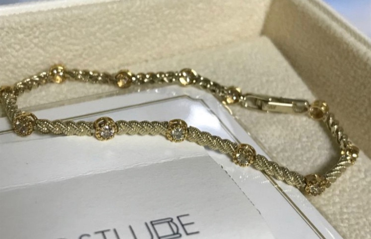 18k 꼬냑다이아 팔찌 (6.40g) 새상품 15.5센치--2