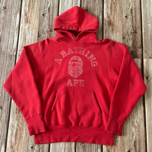 베이프 x 캠버 리버스위브 후드 레드 색상 M 사이즈