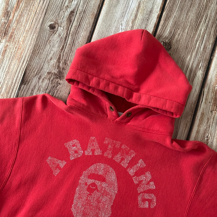 베이프 x 캠버 리버스위브 후드 레드 색상 M 사이즈--3