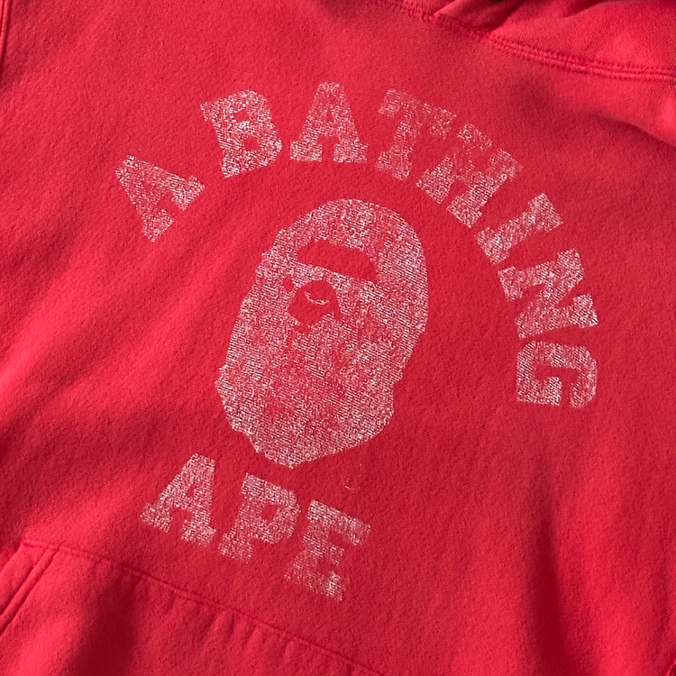 베이프 x 캠버 리버스위브 후드 레드 색상 M 사이즈--5