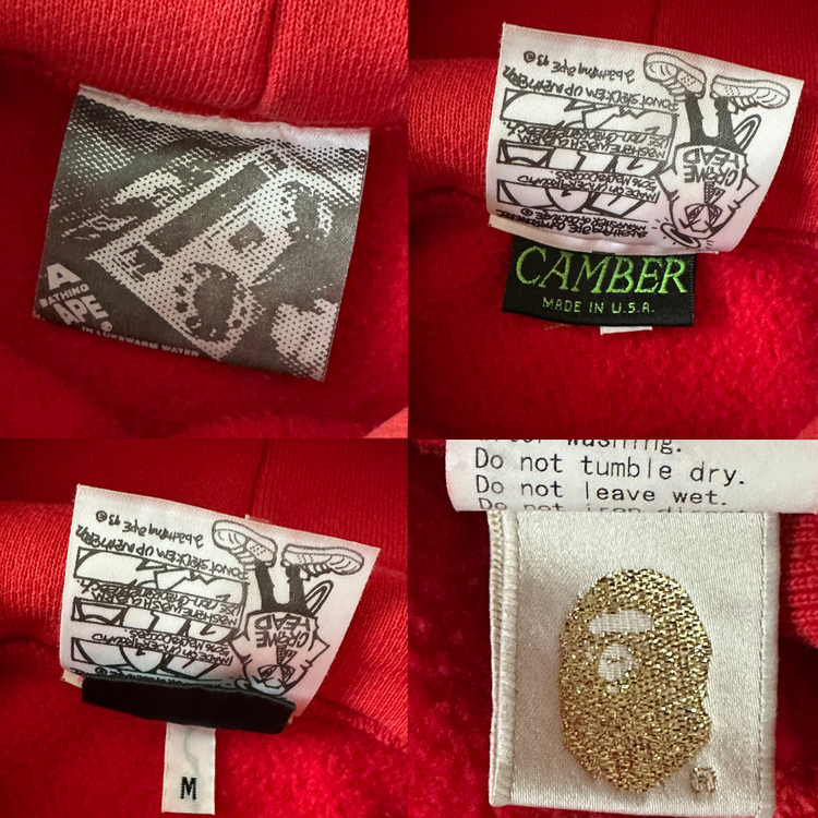 베이프 x 캠버 리버스위브 후드 레드 색상 M 사이즈--4