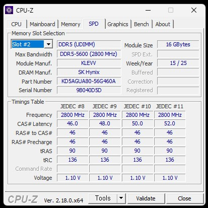 에센코어 KLEVV DDR5 16gb *2 PC5-44800 CL46 파인인포 [16GB] (5600)*2--3