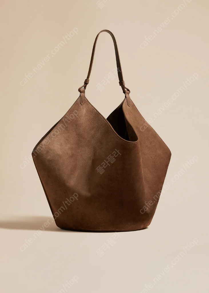 스웨이드 호보백 케이트 로투스백 미듐 브라운--2