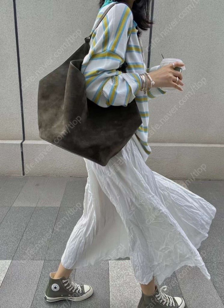 스웨이드 호보백 케이트 로투스백 미듐 브라운--3