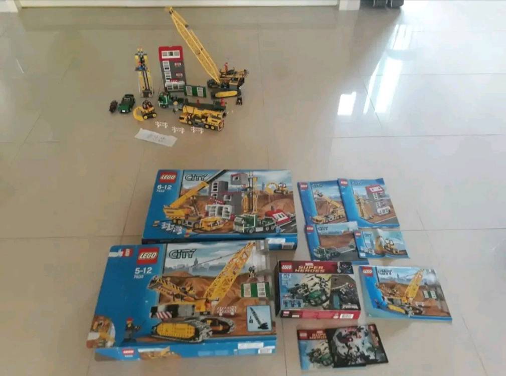 [ 각개 레고건설 7632 크레인 7633 빌건설현장 7746 싱글 드럼 롤러 레고7631 덤프 트럭 ]--1