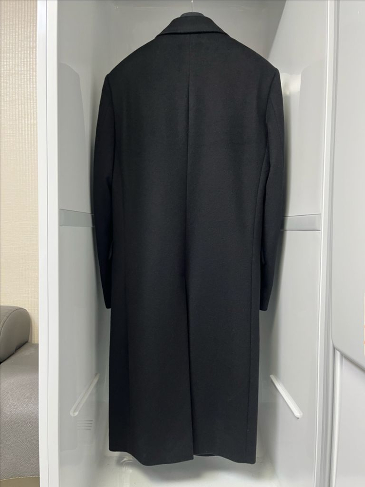 시스템옴므 피아첸자원단 블랙 캐시미어 더블 코트 95사이즈--1