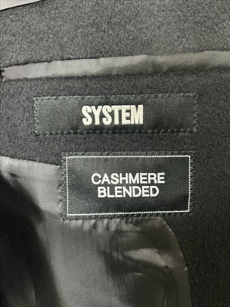 시스템옴므 피아첸자원단 블랙 캐시미어 더블 코트 95사이즈--4