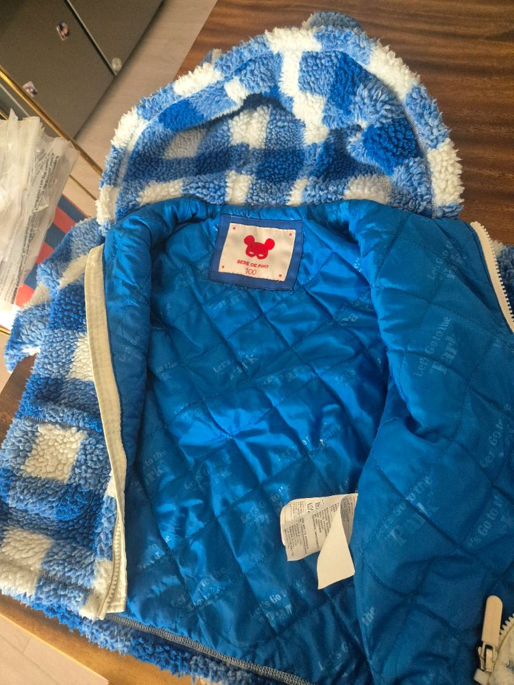 베베드피노 테디베어 체크 퍼 코트 100 이미지