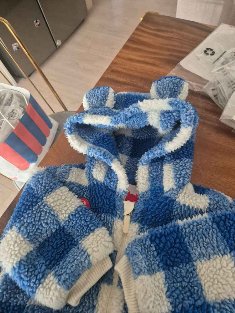 베베드피노 테디베어 체크 퍼 코트 100 이미지