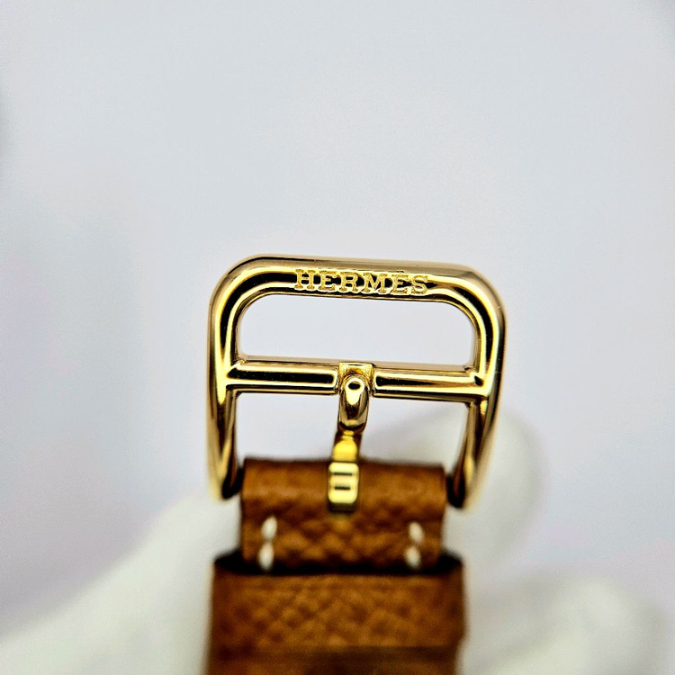 [중고명품셀렉트]에르메스 H 아워 워치 스몰 골드 앱송 스트랩 & 옐로우 골드 스틸--8