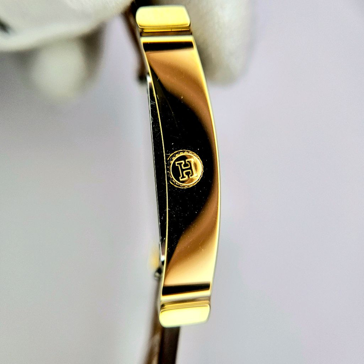 [중고명품셀렉트]에르메스 H 아워 워치 스몰 골드 앱송 스트랩 & 옐로우 골드 스틸--9