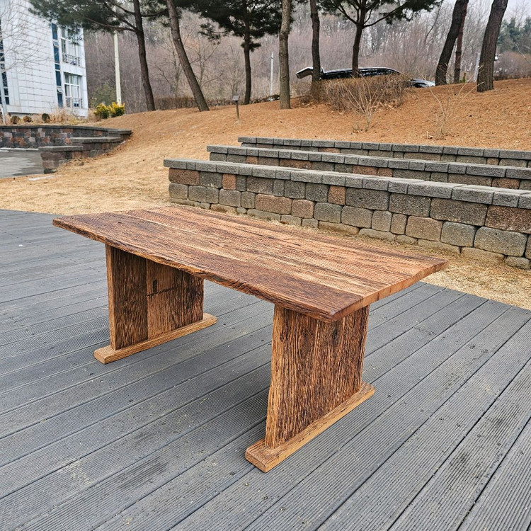 100년이상된 미국 산 올드오크 고재 커피테이블 이미지