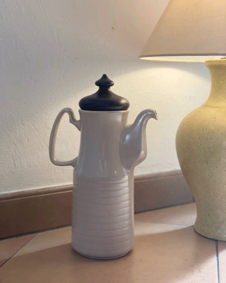 빈티지 미드센츄리 스톤웨어 세라믹 티팟--2