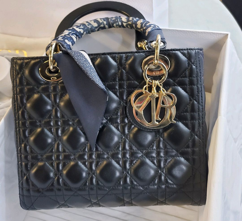 디올 레이디백 렘스킨 블랙 미디움 디올 미차 포함 팝니다--2