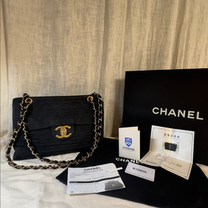샤넬 클래식 빈티지 빅cc 패브릭 체인 플랩백(금장)_샤넬본사 수선 완료