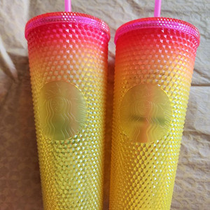 (정가이하)스타벅스 서머 스터드 핑크옐로 콜드컵