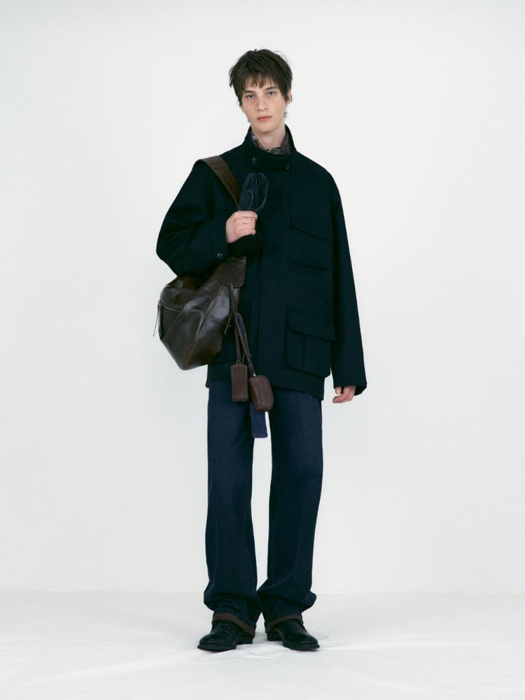 [M] 로우클래식 코튼사파리자켓(cotton safari jacket) 그레이시 블루 팝니다--1