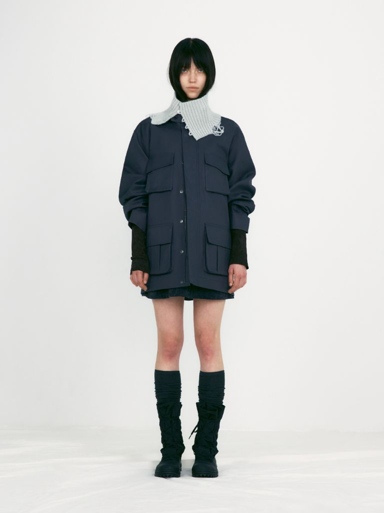 [M] 로우클래식 코튼사파리자켓(cotton safari jacket) 그레이시 블루 팝니다--3